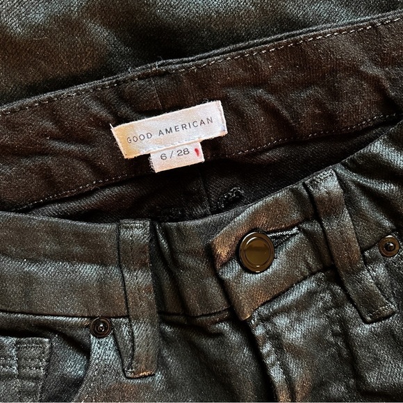 GOOD AMERICAN Good Classic Coated Denim Jeans Size 28 in Black - Picture 15 of 16